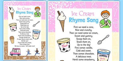 ice cream rhymes|ice cream rhyming words.